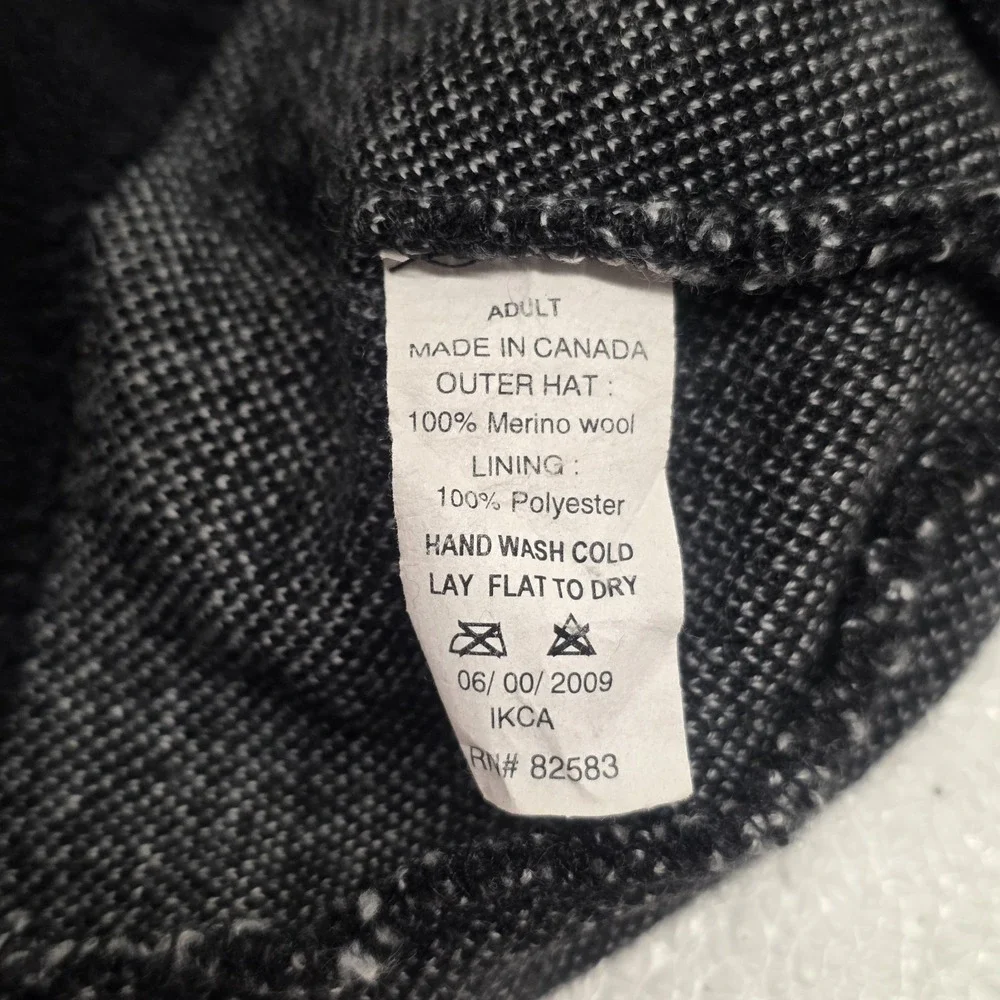 Turtle Fur Merino Wool Fair Isle Beanie Hat Black & Gray - Made in Canada
